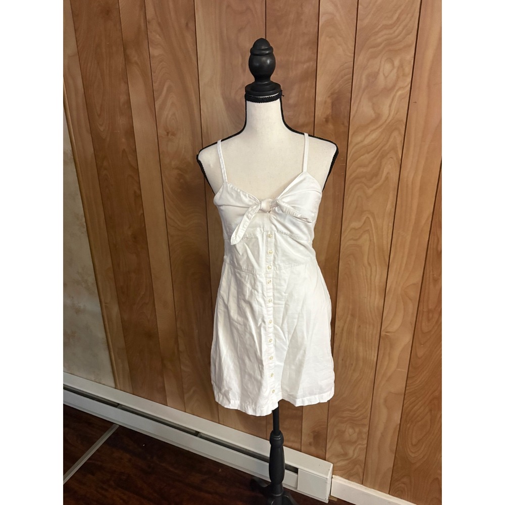 Abercrombie‎ & Fitch White Cotton Tie Front Button Down Mini Dress Small